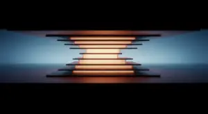 what-is-saas-operations-hero - SaasCEO.com Abstract 3D staircase of glowing orange platforms narrowing toward a bright center point in a dark space